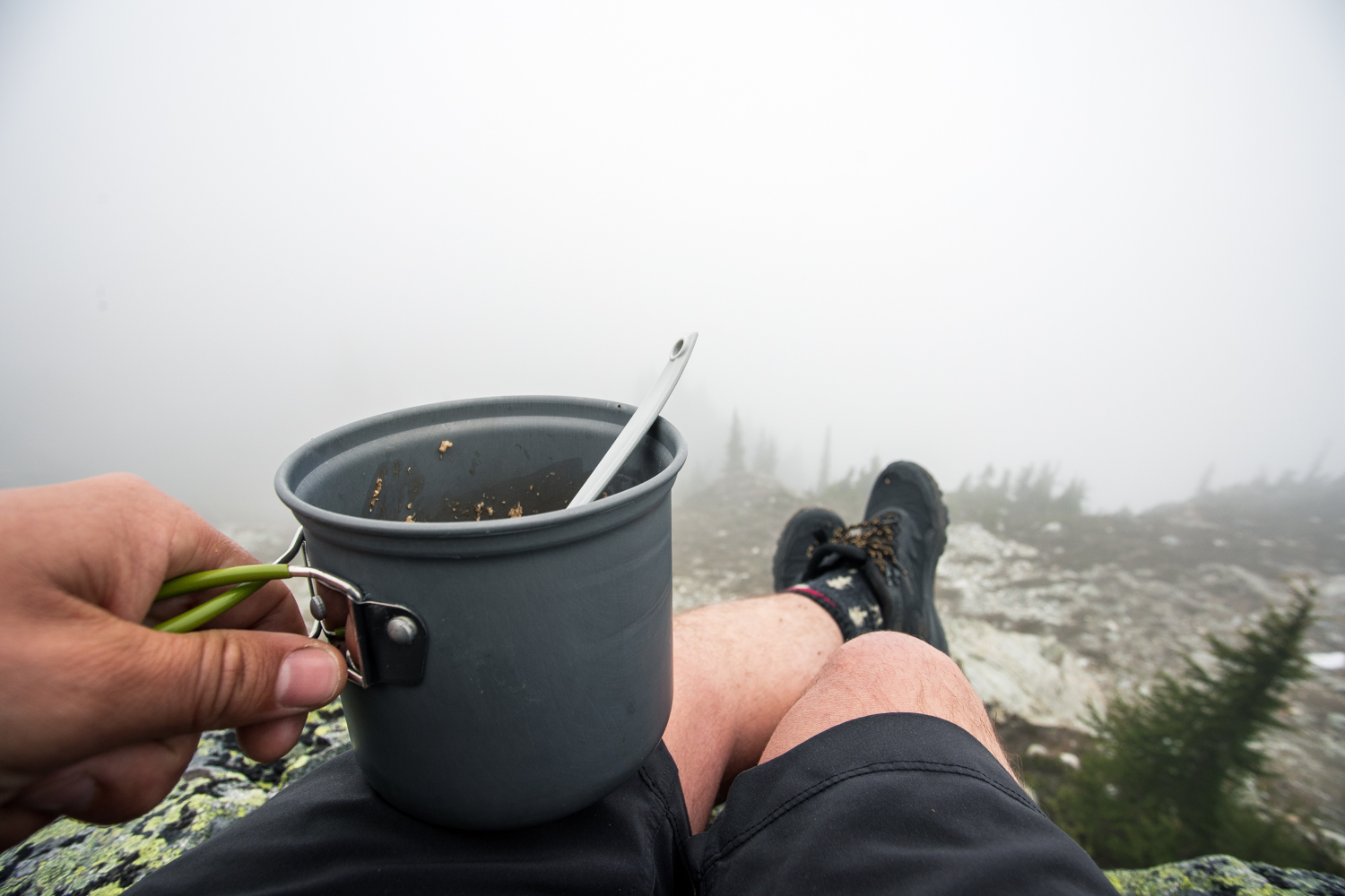 There might not have been incredible views in the morning, but while sitting on a rock eating breakfast you could still feel that you were high above the valley