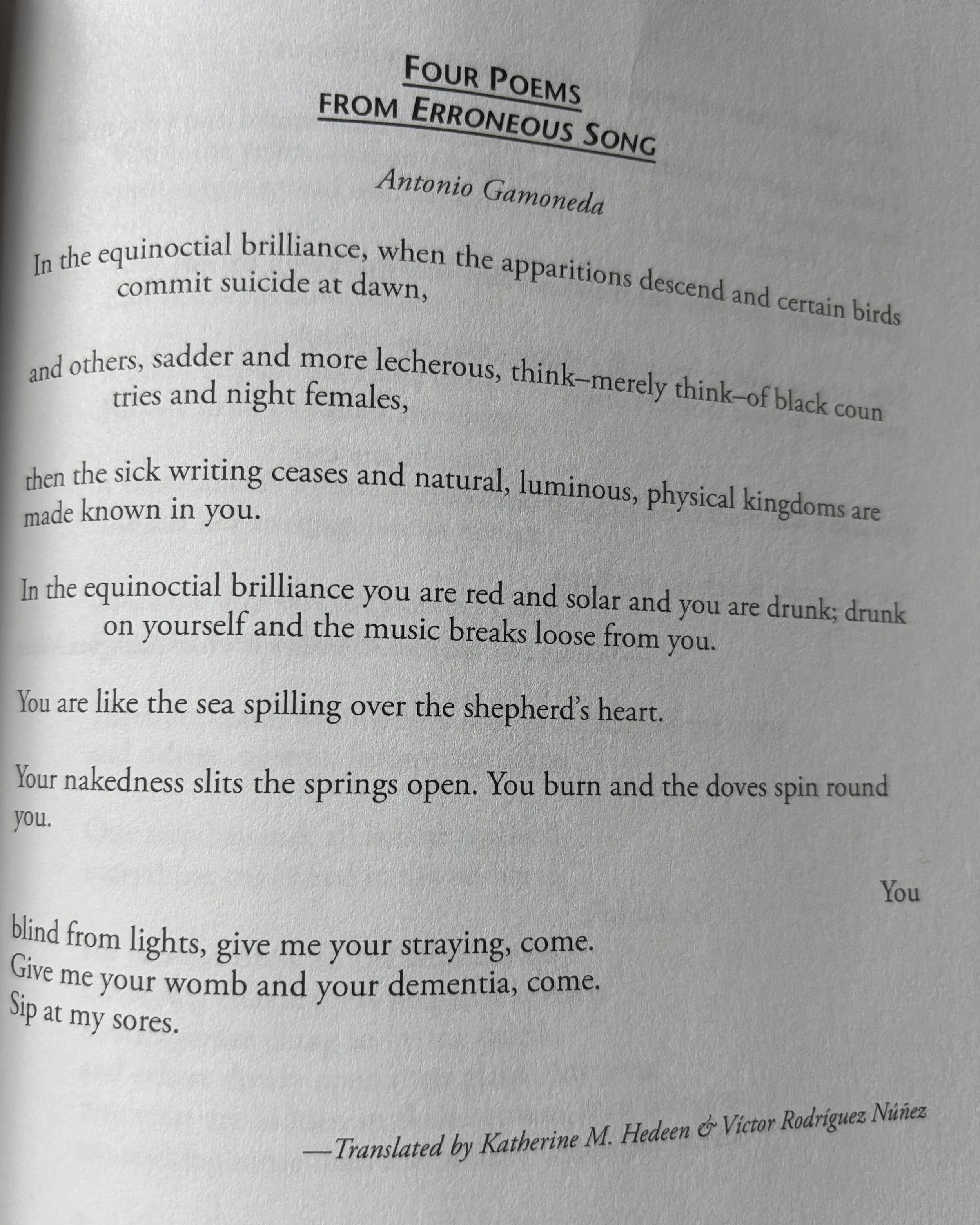 thanks to @notredamereview for publishing four poems by Spanish poet Antonio Gamoneda in our translation. check out the whole issue!