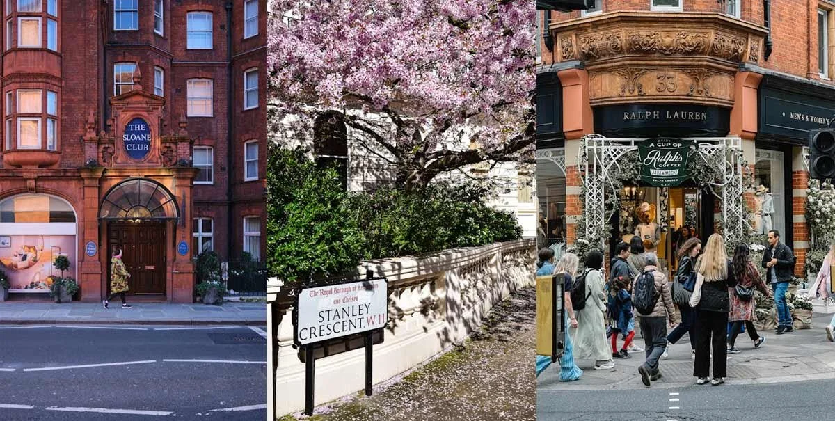 Chelsea street scenes showing residential and shopping areas