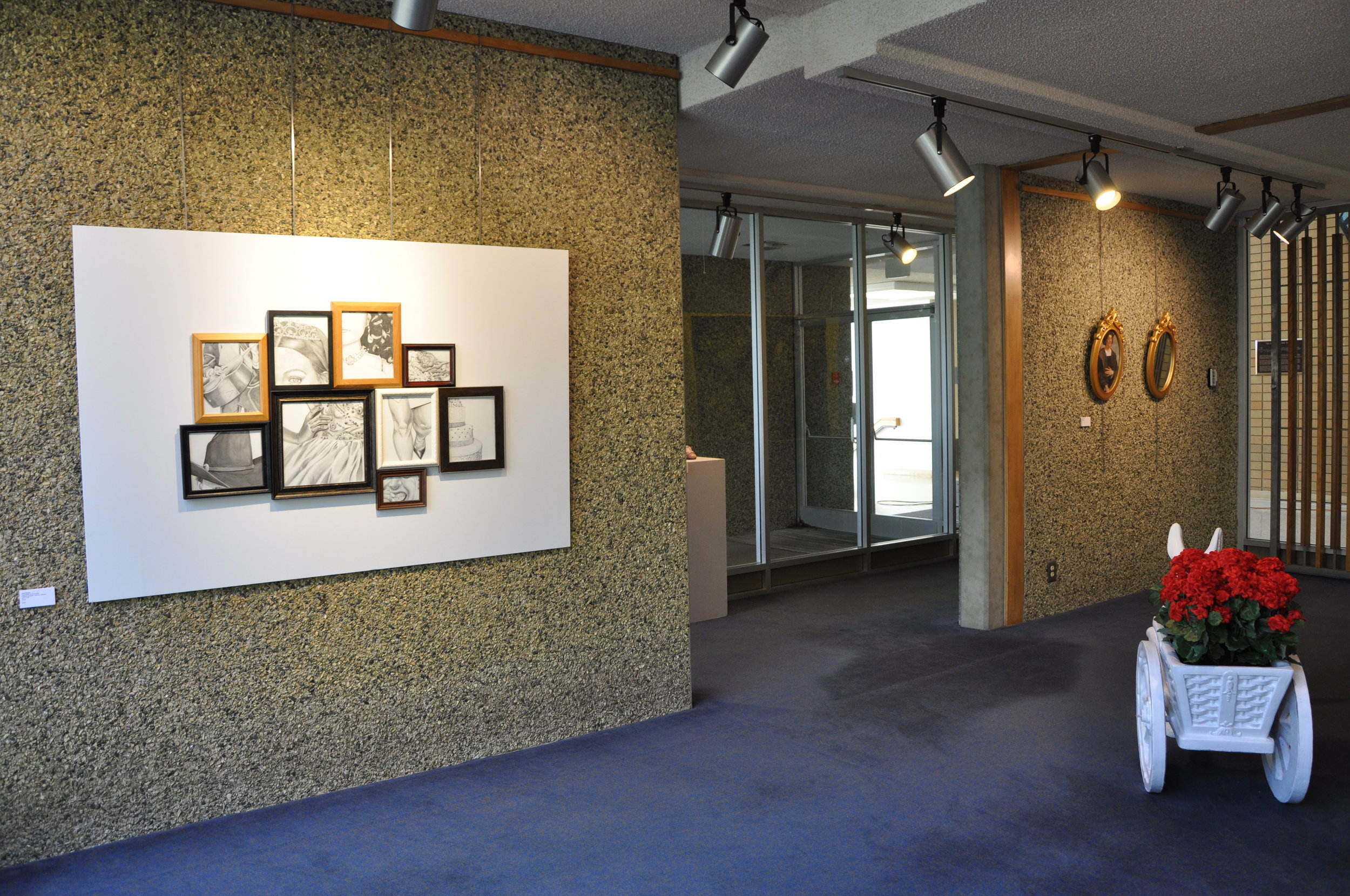   Poetics of Place  (Installation View) Left Wall: Joel Gaytan; Right Wall: Jennifer Acevado; Floor: Juventino Aranda 