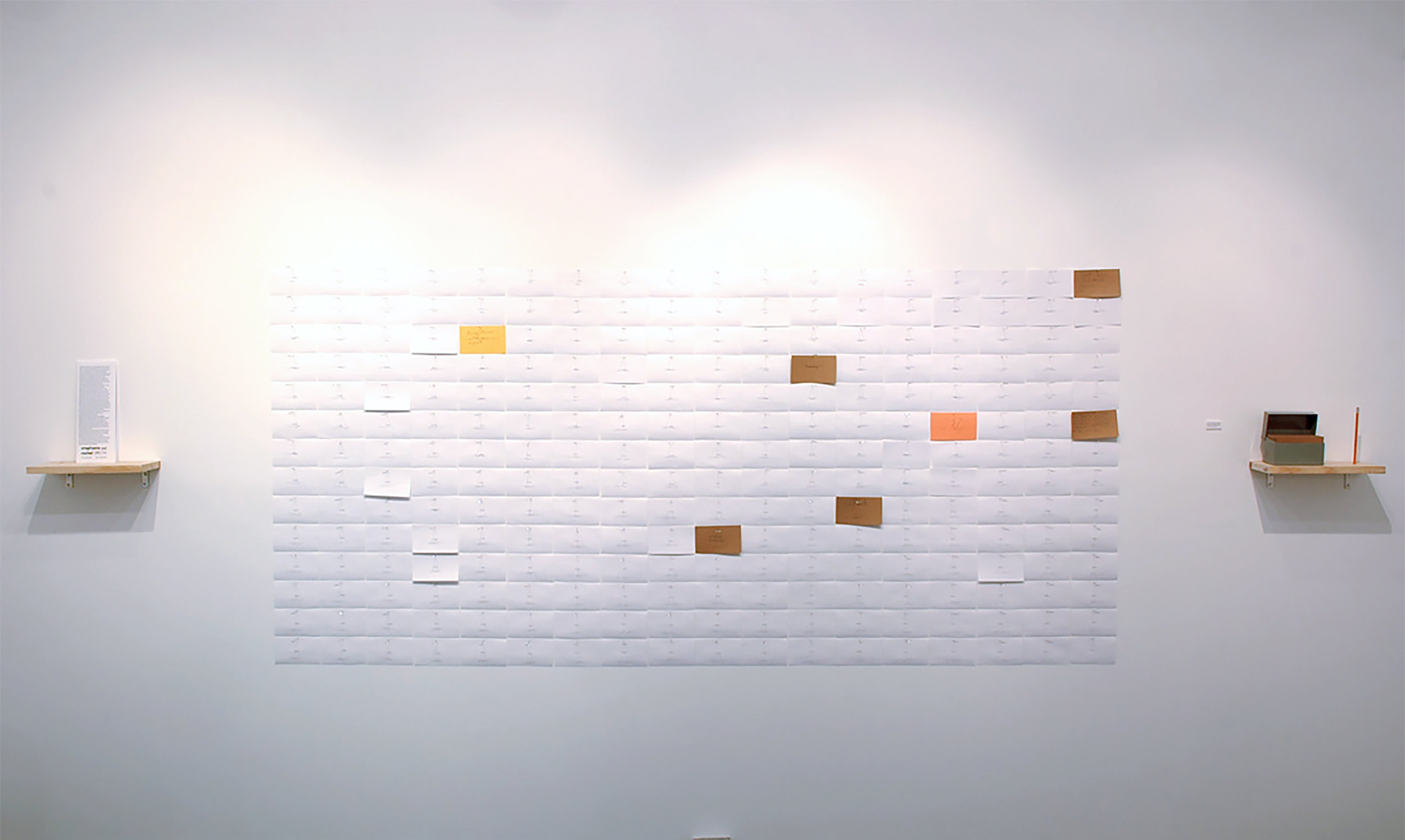   Always Have an Escape Plan,  Installation Size Varies, 240 index cards &amp; T-pins, 2014 