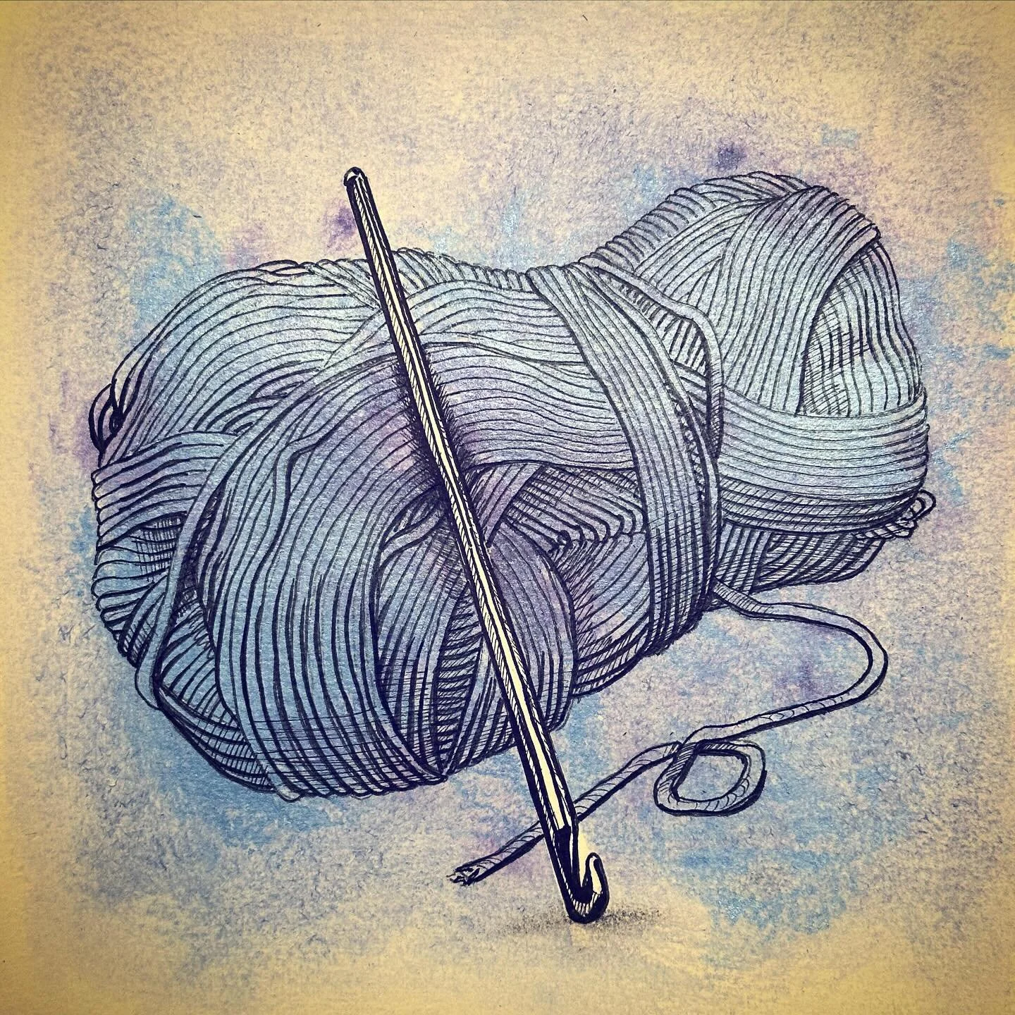 I don&rsquo;t crochet, but you might. So I made this for you. 🧶
.
. Original available. DM if interested. 
.
. . #crochet #crocheting #crochetersofinstagram
. 
. 
#sketch #ink #ocnyarts #hudsonvalleyart #nyartist #warwickartist #arttobuy #hudsonvall