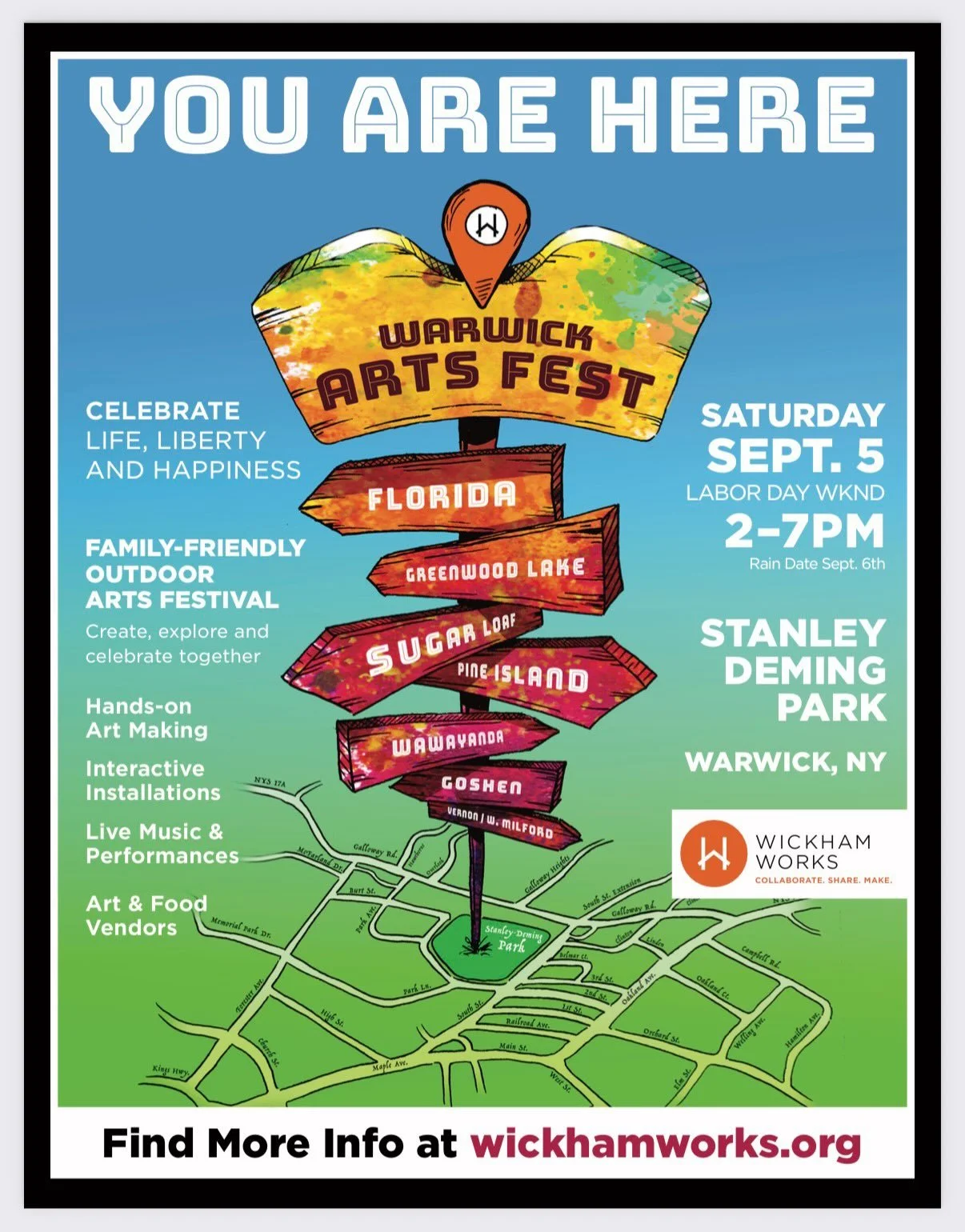 Was a lot of fun getting to draw and design the key art for our upcoming Warwick Arts Fest. Swipe through for some process pics, and stop by the arts fest on Saturday, Sept. 5th for all the fun, art, food and live music! #warwickartsfest @wickhamwork
