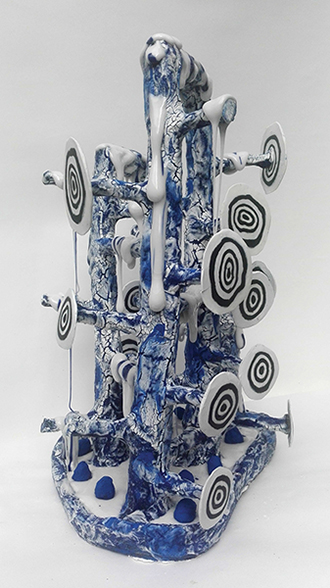   The Wallace Arts Trust Vermont Award Winner  Andrea du Chatenier,  Untitled (Celestial Blue Cave Drawing) , 2018, Porcelain, glaze and earthenware clay, 600 x 500 x 400mm 