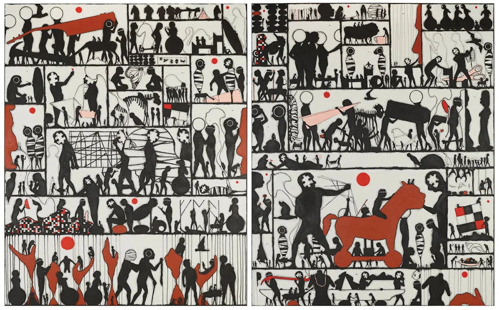   The Wallace Arts Trust Paramount Award Winner  Andy Leleisi’uao,  Harmonic People , 2017, Acrylic on canvas, 1500 x 2400mm 