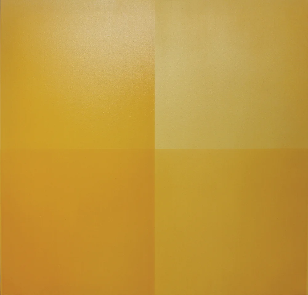   Fulbright-Wallace Arts Trust Award Winner  Simon Morris,  A Whole and Two Halves (yellow ochre) , 2016, Acrylic on canvas, 1400 x 1400mm 