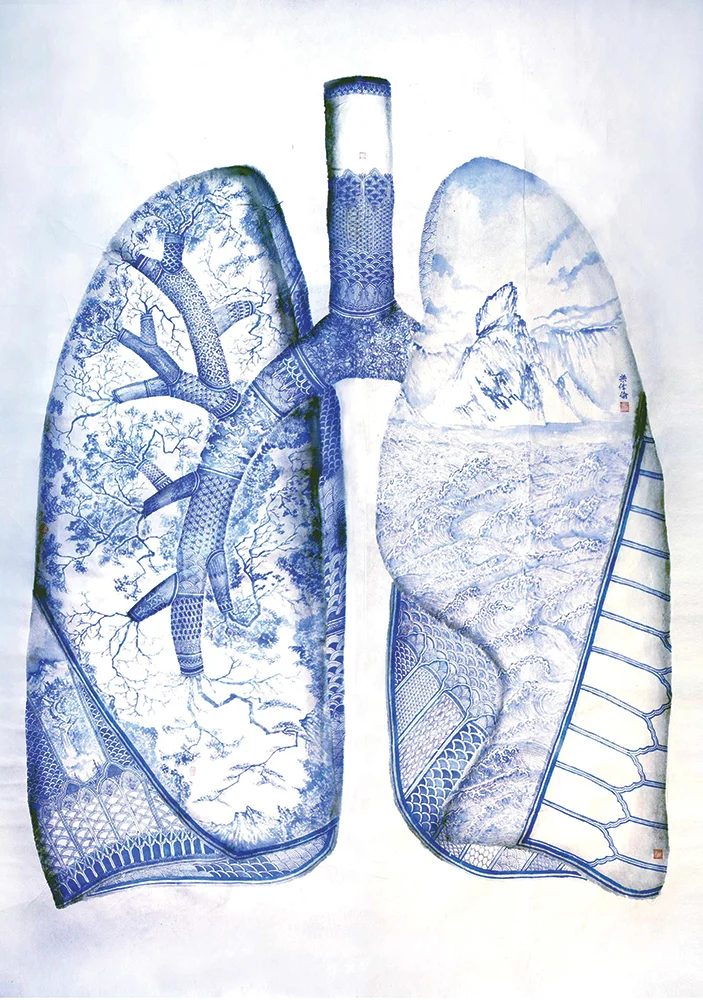   The Wallace Arts Trust Vermont Award Winner  Weilun Ha,  Breathtakingly Fragile , 2016, Traditional Chinese inks and resins on fabric, 3000 x 2000mm 