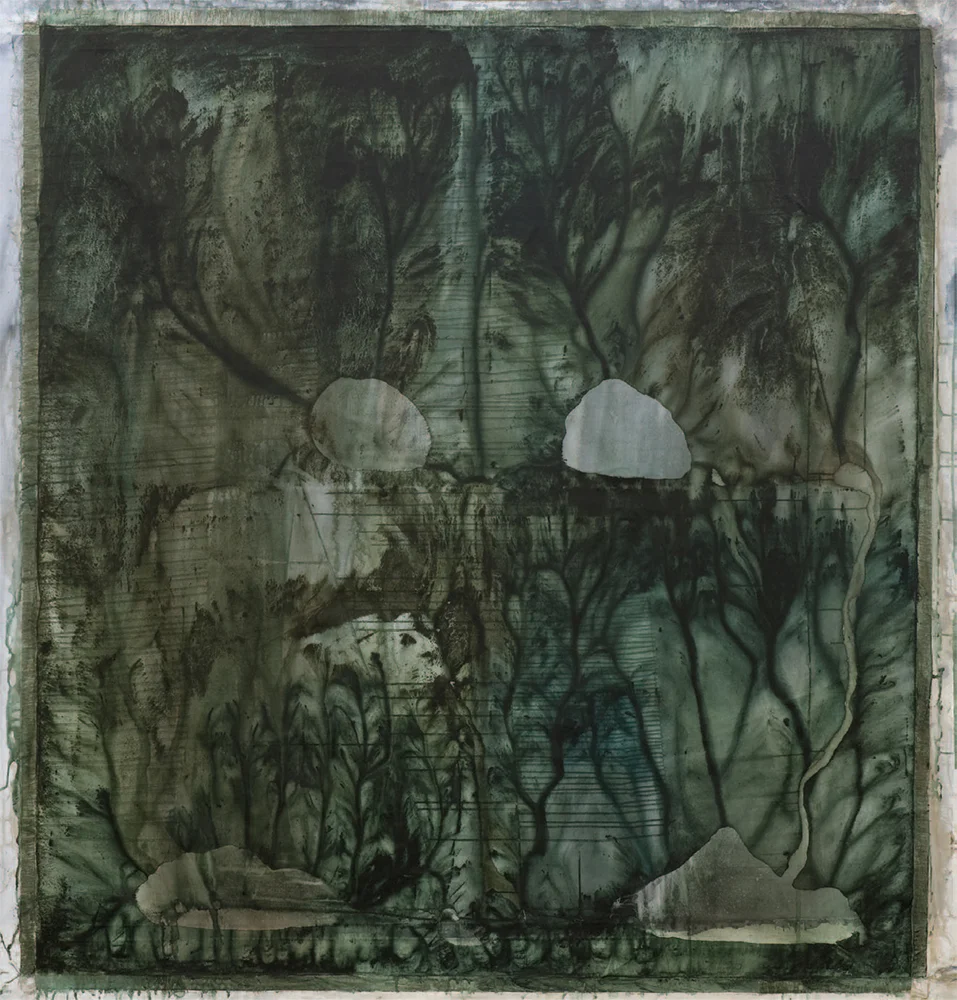   Second Runner-up Award Winner  Anita Levering,  False Flat - Sap Green on Paynes Grey , 2010, Acrylic and watercolour on linen, 2080 x 1980mm 