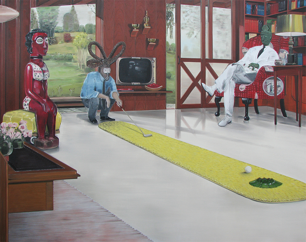   Wallace Arts Trust Development Award Winner  Graham Fletcher,  Untitled (Nordischefreikörperkultur),  2010, Oil on canvas, 2140 x 1680mm 