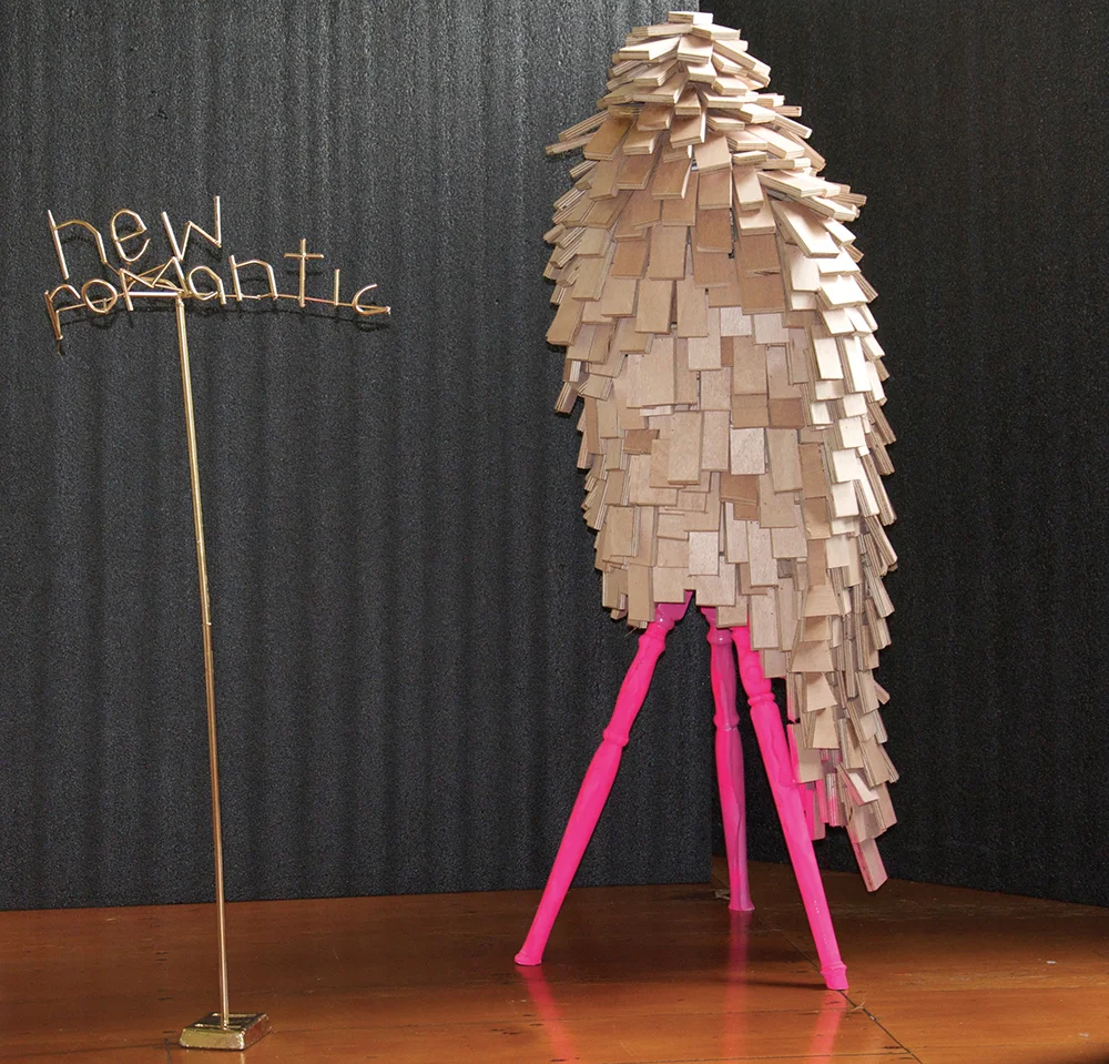   Second Runner-up Award Winner  Iain Cheesman,  New Romantic,  2010, Marauti ply, pine, spray paint, plastic rod, and lead weight, 1200 x 1200 x 600mm 