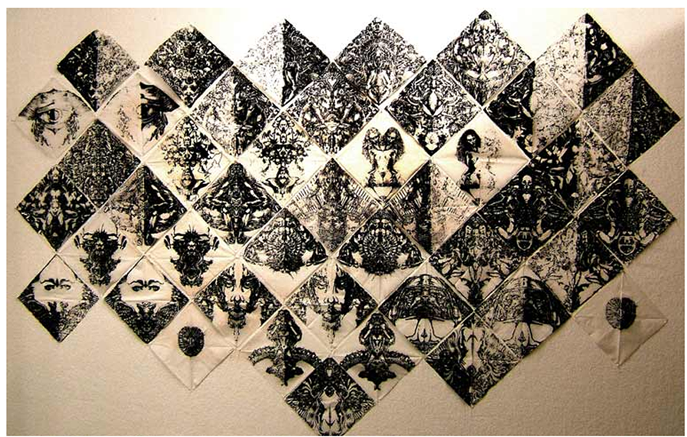   Park Lane Wallace Arts Trust Development Award Winner  Chloe Marsters,  Boo Hoo,  2009, Ink on facial tissues (44 pieces), 900 x 1400mm 