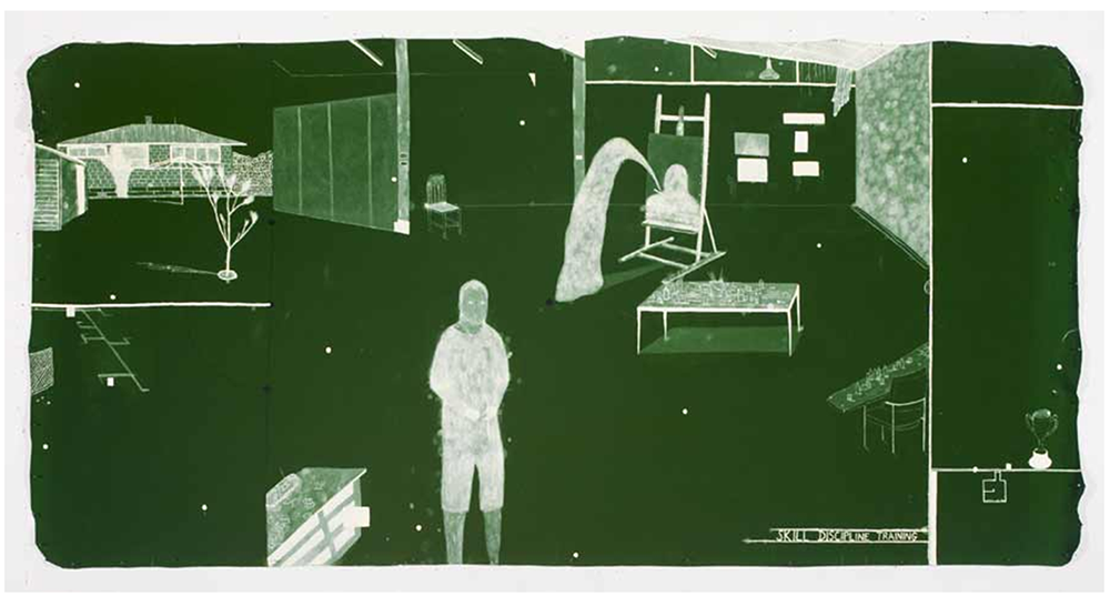   The Wallace Arts Trust Paramount Award Winner  Richard Lewer,  Skill, Discipline, Training , 2008, Synthetic polymer paint on billiard-table cloth, 1200 x 2000mm 