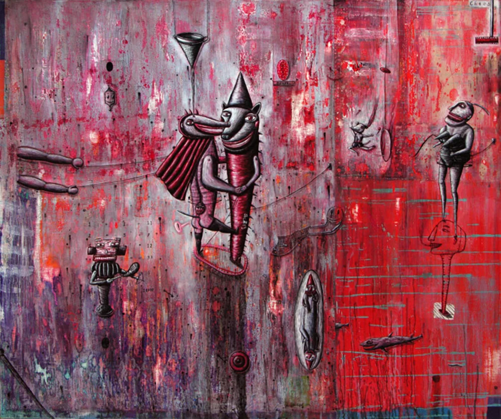   The Wallace Arts Trust Paramount Award Winner  Jenny Dolezel,  Charm School, 1996,  Oil on canvas, 1520 x 1800mm 