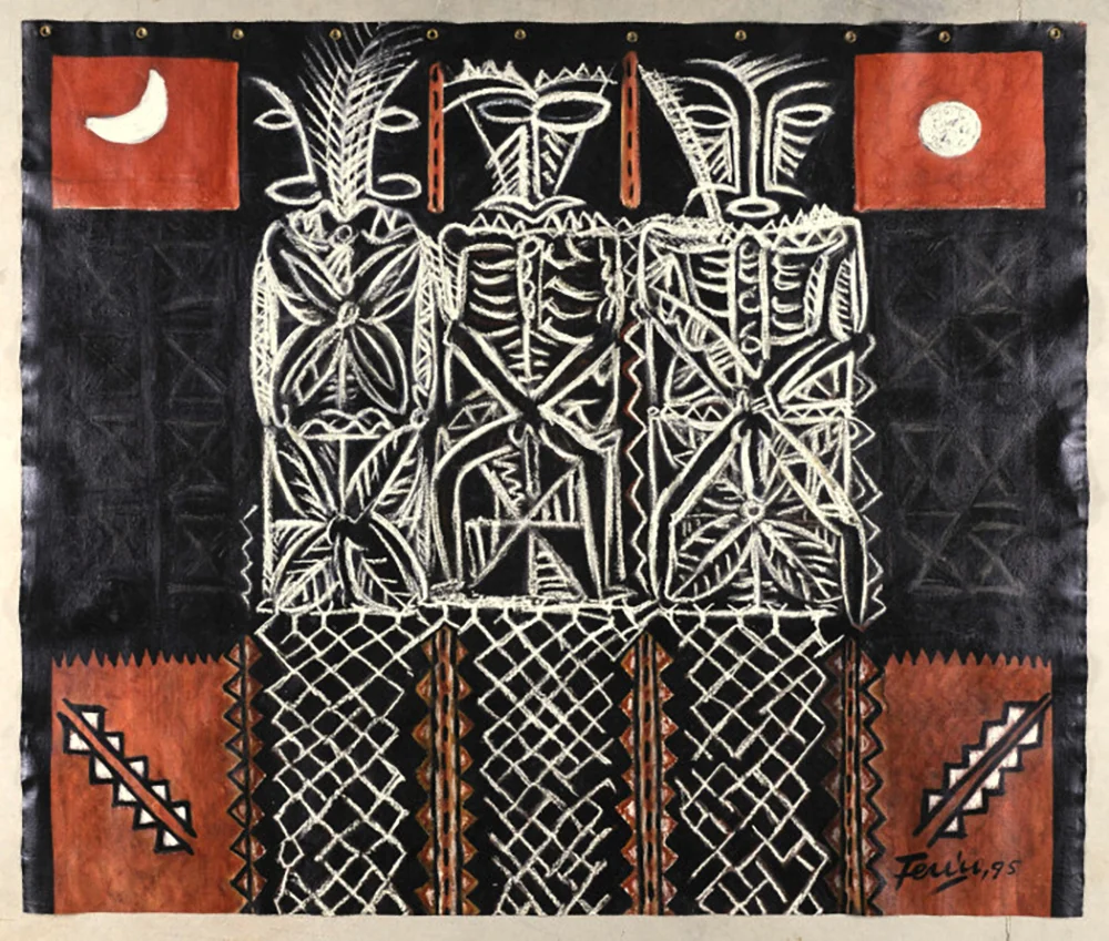   The Wallace Arts Trust Paramount Award Winner  Fatu Feu’u,  Ivi’ivia,  1995, Oil paint, oil stick on canvas, 1540 x 1820mm 