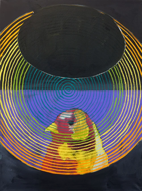 Pete Wheeler,  When Said The Moon To The Stars In The Sky , Oil and oil stick on canvas, 1750 x 1300mm, Wallace Arts Trust Collection.