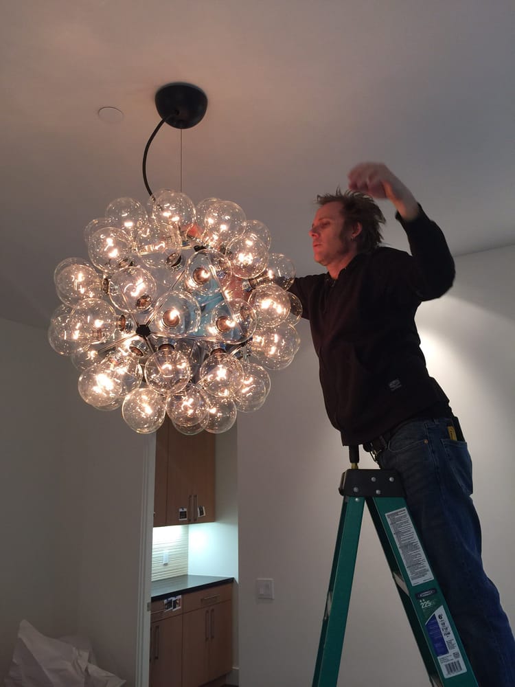  I came in on a chandelier 🎶Custom lighting installation? No problem! 