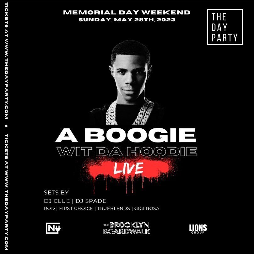 Tickets are selling fast 🔥 catch @aboogievsartist performing live at @thebrooklynboardwalk on May 28 

To enter: 16+ with ID

🎟 Grab your ticket now via link in bio. 

.
.

#livemusic #aboogiewitdahoodie #daypartyny #thebrooklynboardwalk #coneyisla