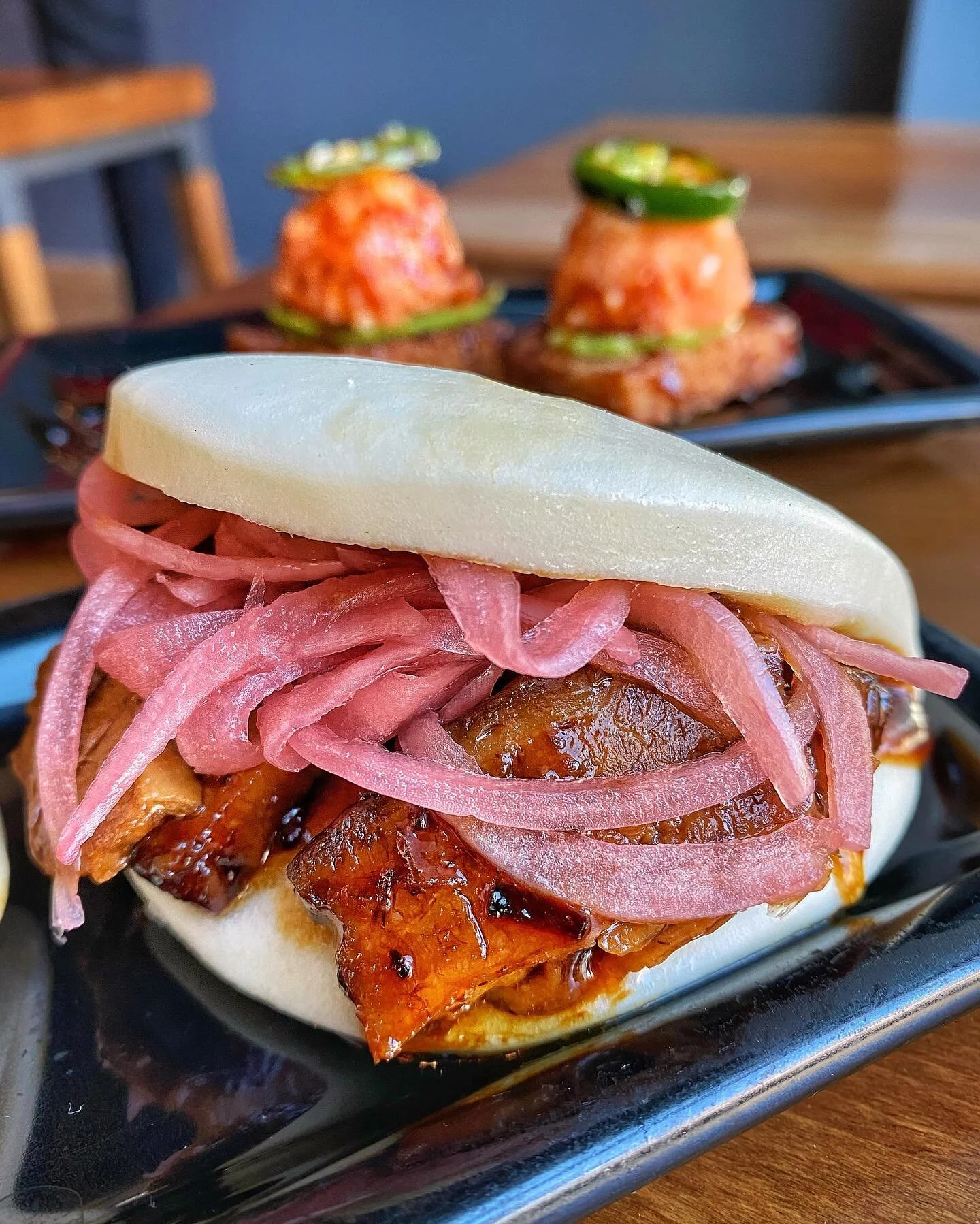 Which do you prefer our sweet and savory Pork Belly Buns OR our Crispy Rice made with Spicy Tuna❓Be sure to stop by before your weekend ends and use the link in our bio to find our Locations, Menu, Order Online and more. 🤳🙌