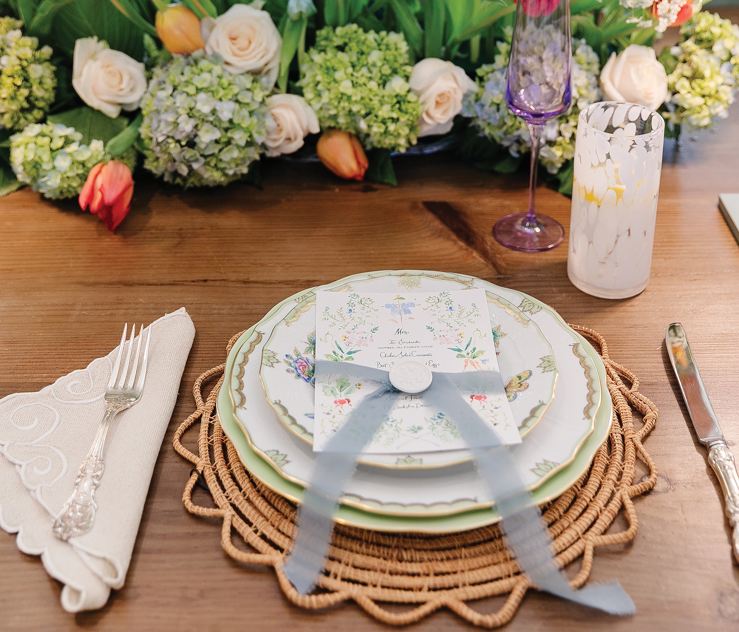 Aubrey Avocado Green Floral Cotton Dinner Napkin ~ by Park Designs 