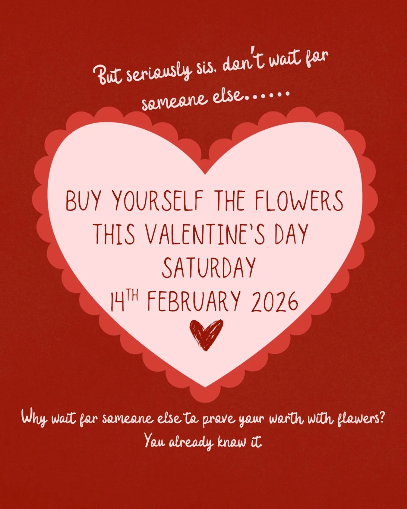 G E T.  I T.  S I S. 

But seriously, sis&hellip; this is your sign 🌹✨

Valentine&rsquo;s Day isn&rsquo;t just for the girls waiting on someone to remember.
It&rsquo;s for the women who know their worth and aren&rsquo;t afraid to celebrate it.

Buy 