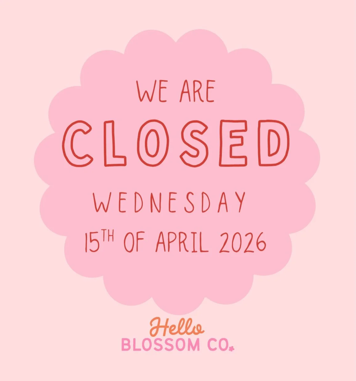 W E.  A R E.  C L O S E D. 
W E D N E S D A Y. 

W E  A R E  C L O S E D  T O D A Y

Just for Wednesday, our petals are having a little pause 🌸 No orders, no deliveries, no kiosk restocks &mdash; just a quick breather behind the scenes.

We&rsquo;ll