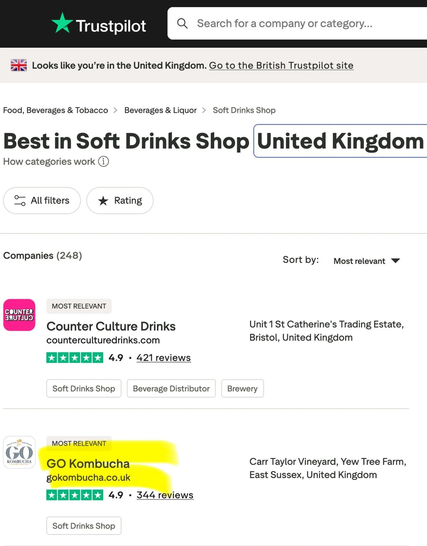 🎵&rdquo;IT AIN&rsquo;T OVER TILL IT&rsquo;S OVER&rdquo;🎶
2ND IN TRUST PILOT &lsquo;SOFT DRINKS CATEGORY&rsquo;&hellip;

WE CALL FOR REGULATION OF FAKE KOMBUCHA
IN AN INDUSTRY THAT&rsquo;S NOT FIT FOR PURPOSE!

Hold that sale! We were simply blown a