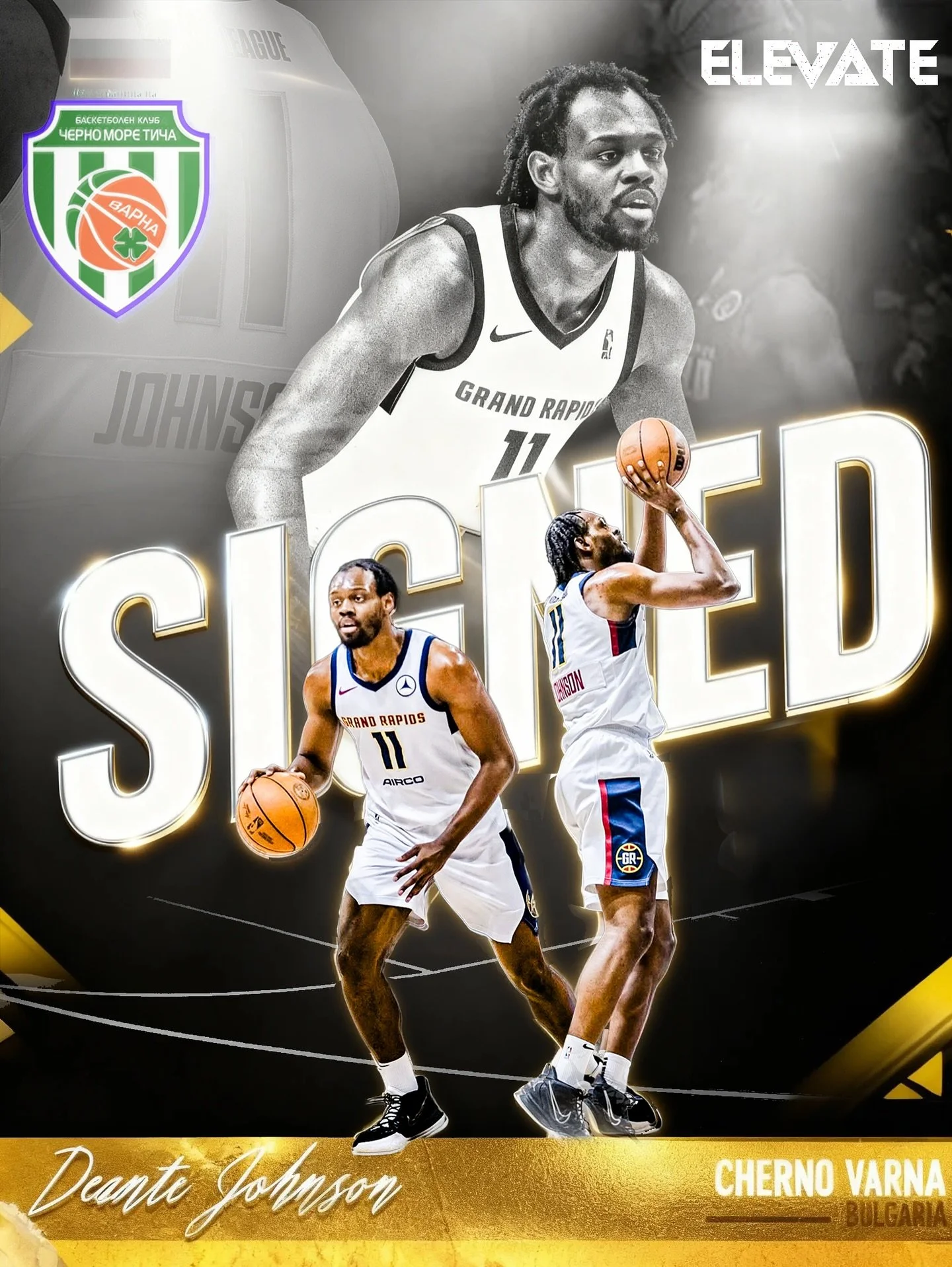🚨 Signed 🚨 

Elevate Sports Alliance is proud to announce Deante Johnson has signed with Cherno More Varna 🇧🇬 @bc_chernomoreticha in Bulgaria&rsquo;s NBL for the 2025/26 season 🔥

After a strong year in the NBA G League with the Grand Rapids Gol