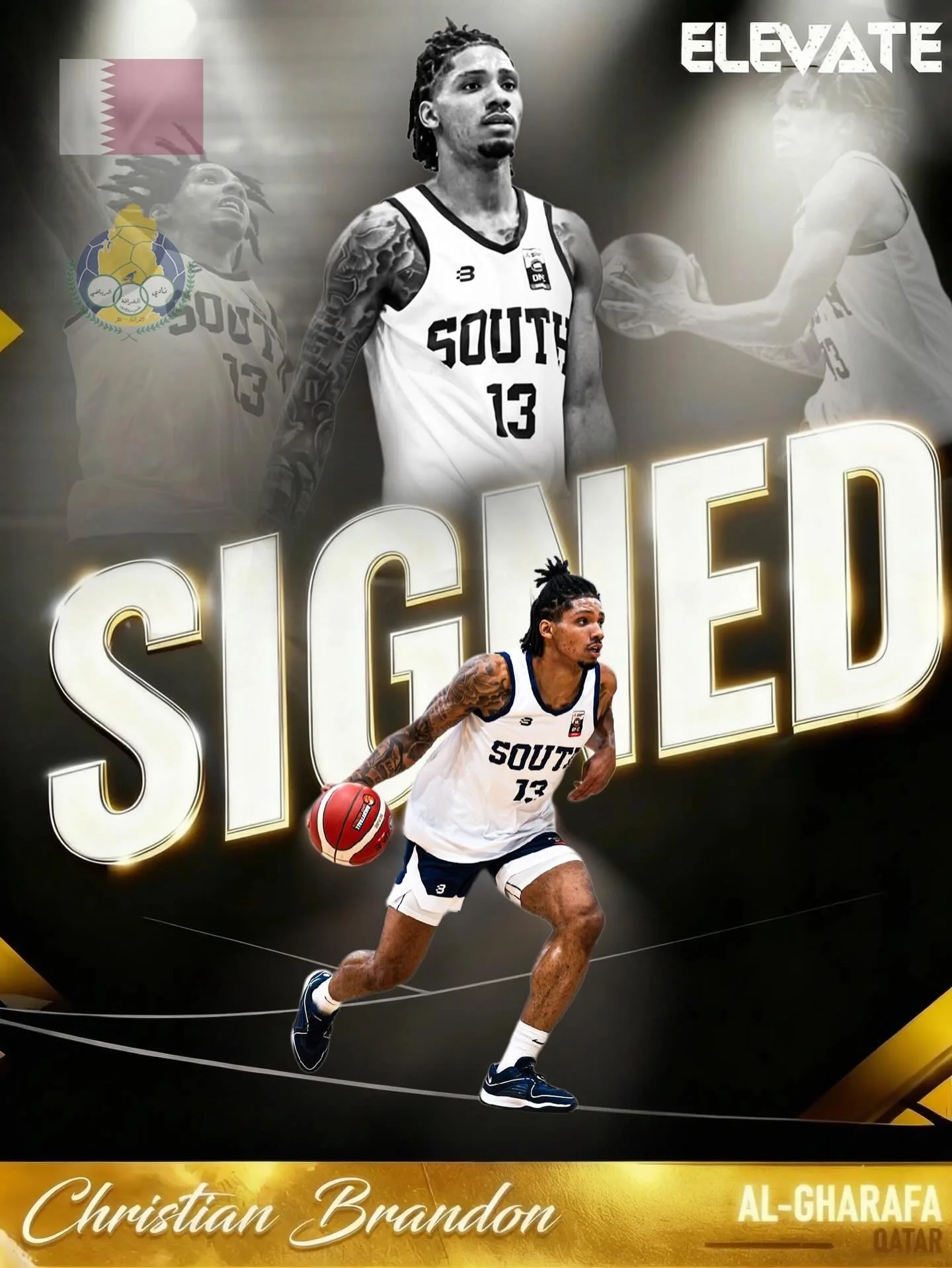 🚀 Signed 🇶🇦
Elevate client Chris Brandon @christianvbrandon has officially signed with Al-Gharafa Sports Club in Doha, Qatar for the 2025&ndash;2026 season! The 6&rsquo;7 forward joins the Qatari Basketball League after a dominant 2025 campaign wi
