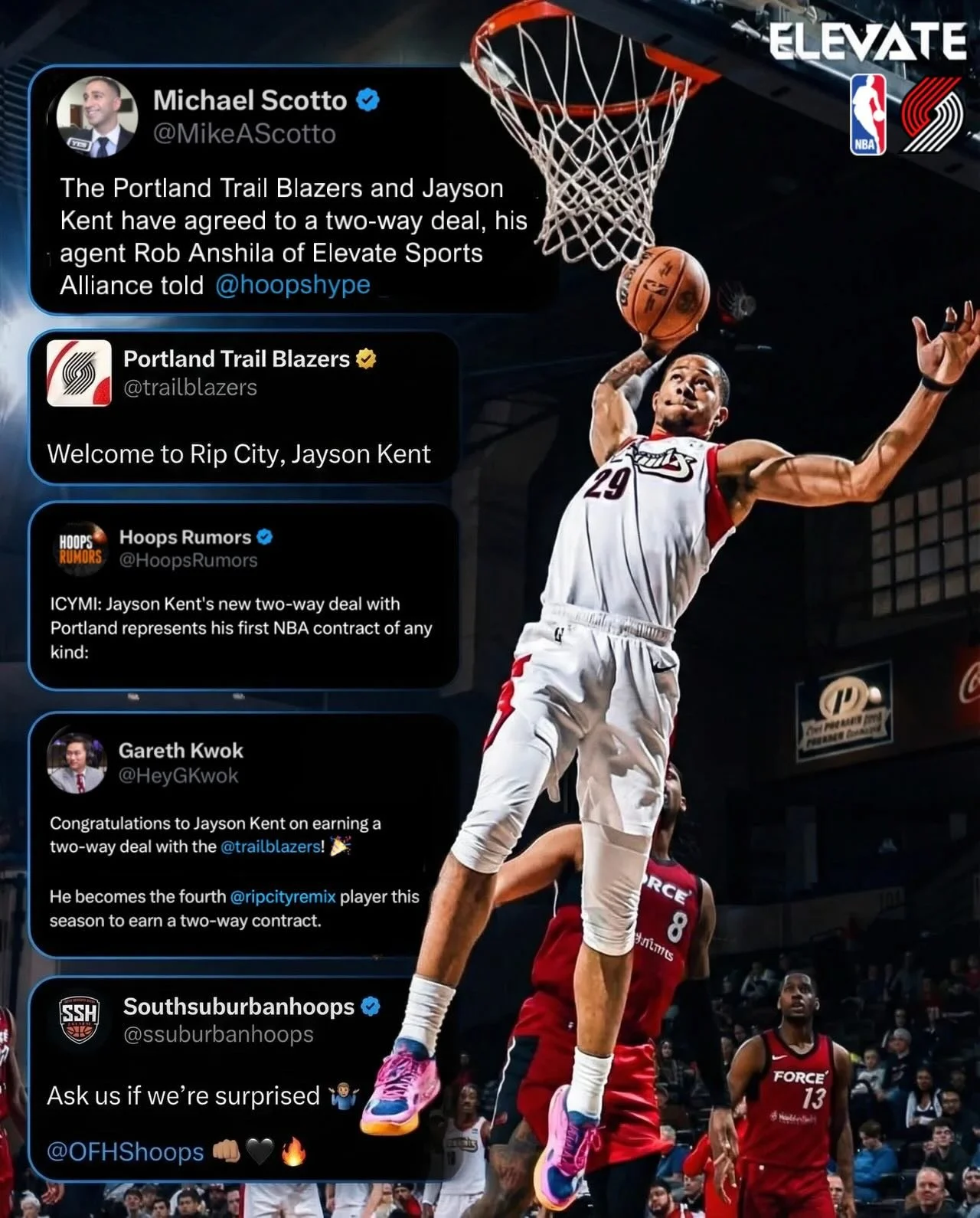 @j.kent_20 has secured an NBA deal with the Portland Trail Blazers after a breakout season with the Rip City Remix. 

Stats: 
11.1 PPG | 4.2 RPG 
52% FG | 39% 3PT | 89% FT

Undrafted &rarr; G League contract &rarr; NBA deal.