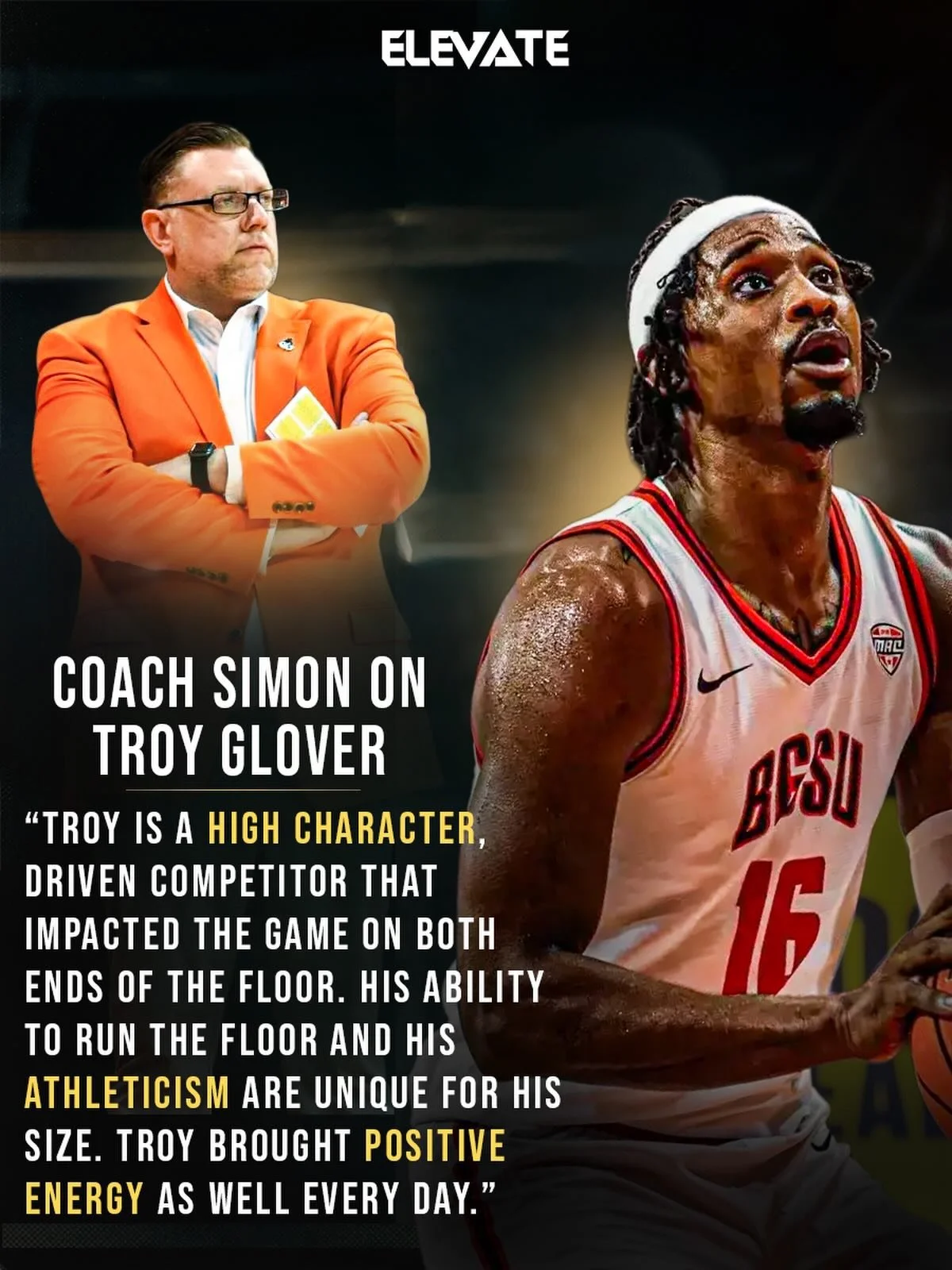 Bowling Green Head Coach Todd Simon had great feedback on Troy&rsquo;s impact on and off the court.