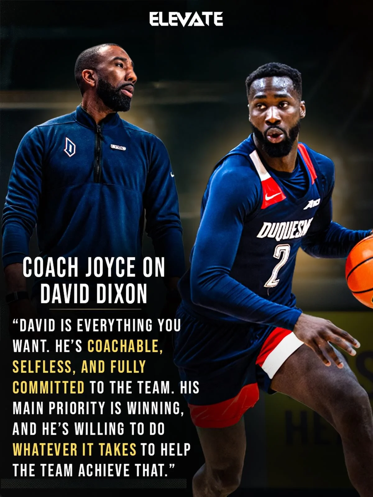 2024 Atlantic 10 Champion and Head Coach Dru Joyce III on David Dixon.