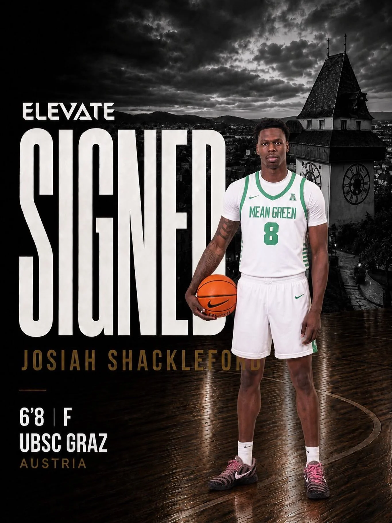 JOSIAH SHACKLEFORD | EAGLES GRAZ @basketballsuperliga 

It&rsquo;s official. Josiah Shackleford is heading to Austria for his rookie season. The 6&rsquo;9 forward spent 2025-26 at North Texas, where he led the Mean Green in field goal percentage at 5