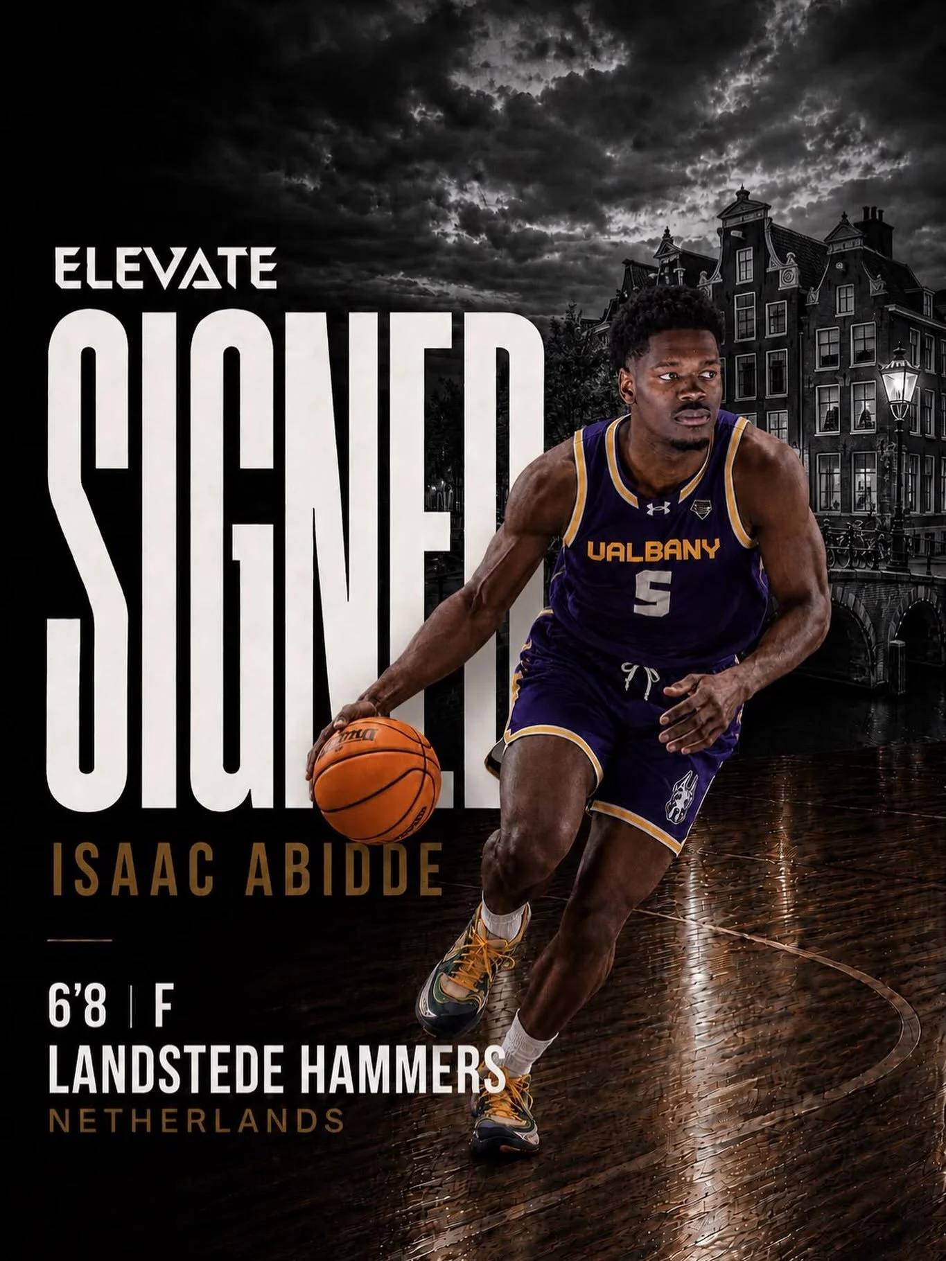 ISAAC ABIDDE | LANDSTEDE HAMMERS @bnxtleague 

It&rsquo;s official. Isaac Abidde is heading to the Netherlands. The 6&rsquo;8 forward just wrapped his 2025-26 campaign at the University at Albany, appearing in all 32 games with 29 starts and averagin