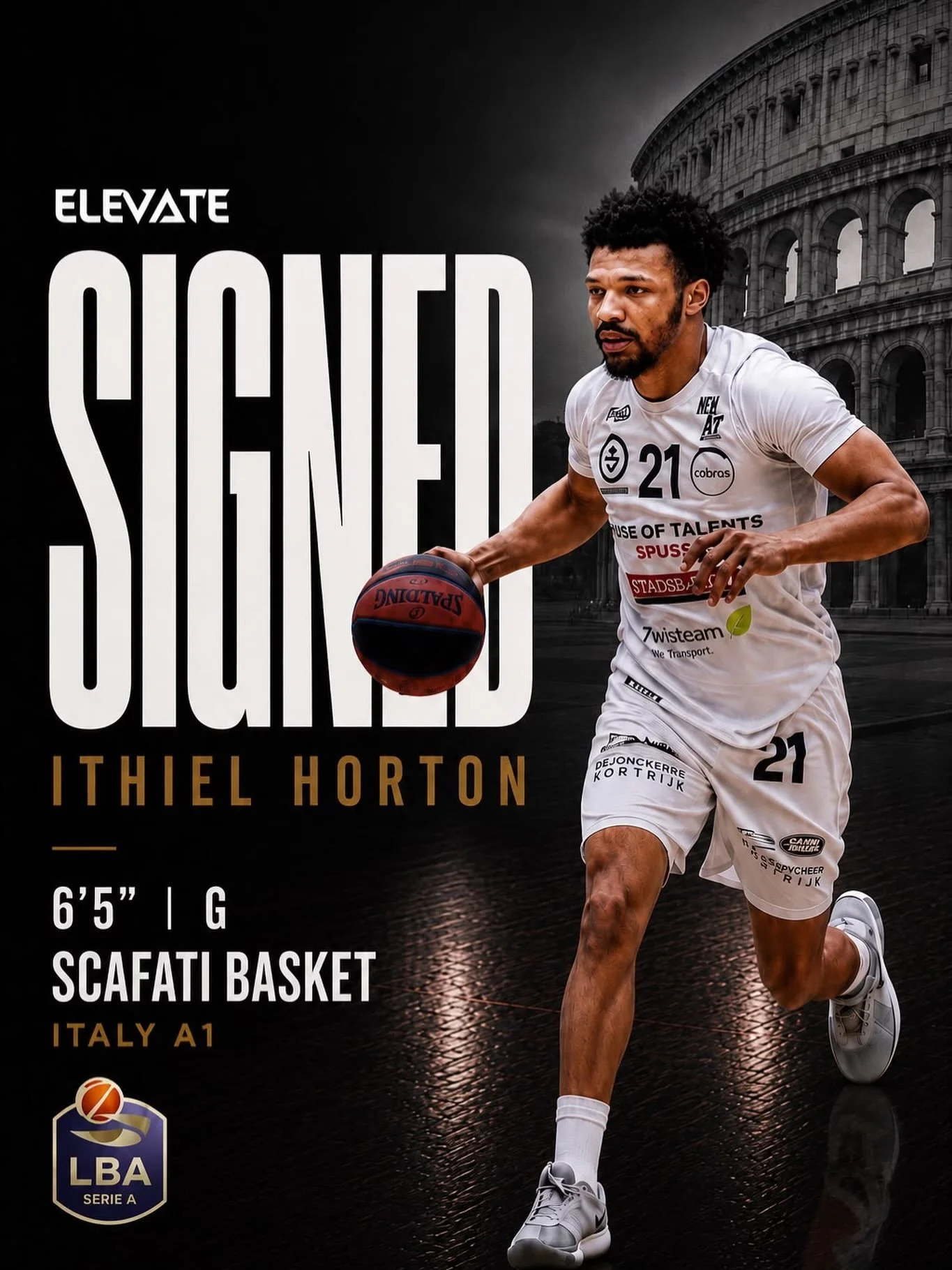 ITHIEL HORTON | SCAFATI BASKET ITALY A1

Locked in. @_ithiell is headed to Italy&rsquo;s top division.

After beginning his professional career with the Grand Rapids Gold in the NBA G League, Ithiel Horton continued his rise overseas with Kortrijk Sp