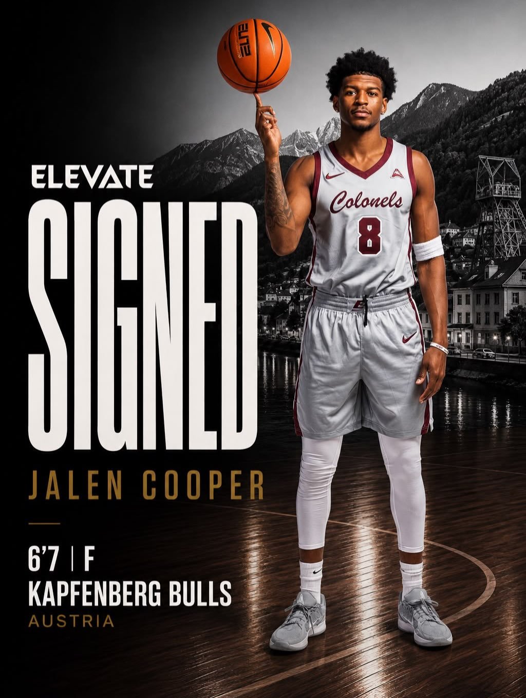 JALEN COOPER | KAPFENBERG BULLS @bulls.bball 

It&rsquo;s official. Jalen Cooper is taking his talents to Austria. In his final season at Eastern Kentucky, Jalen appeared in 24 games and made averaging 8.5 points, 6.5 rebounds, 1.0 assists, and 1.0 s