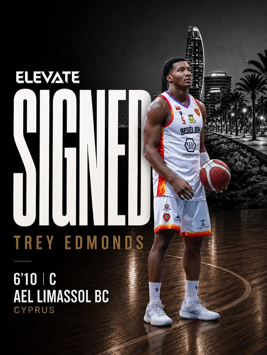 TREY EDMONDS | AEL LIMASSOL BC @aelbc_cy 

Trey Edmonds is heading to Cyprus. Coming off a historic rookie season in Albania with Beselidhja Lezhe, Trey swept the individual honors, winning Albanian Superliga Player of the Year, Forward of the Year, 