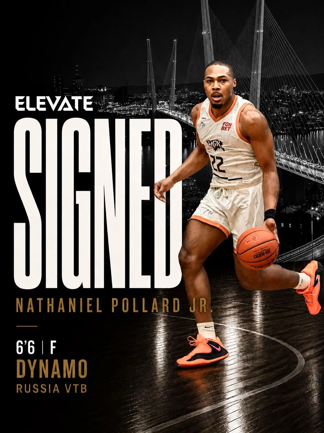 NATHANIEL POLLARD JR. | DINAMO VLADIVOSTOK @vtbleague 

The reigning Russian Superleague champion is moving up to the VTB United League. Nathaniel Pollard Jr. has signed with Dinamo Vladivostok for the 2026-27 season. In his 2025-26 championship run 