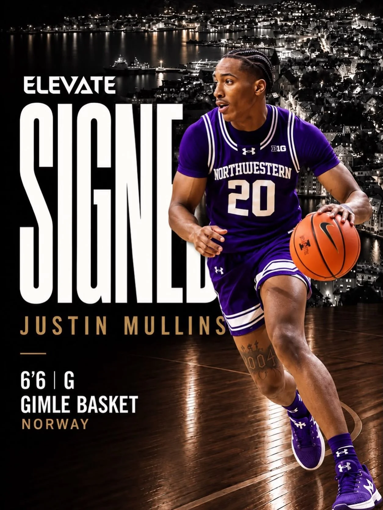 JUSTIN MULLINS | GIMLE BASKET

Justin Mullins is headed to Norway to join the runners up of the BLNO league, Gimle Basket for the 2026-2027 season. Justin is bringing four years of D1 basketball experience. After averaging 10 points, 3 rebounds and 1