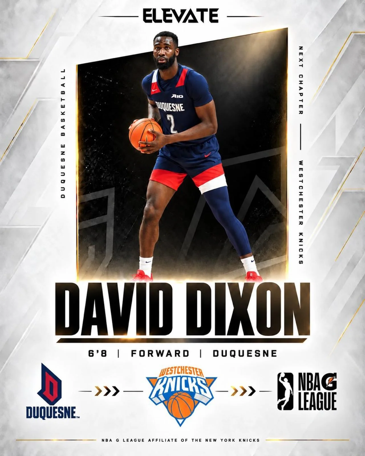 From Duquesne to Westchester. David Dixon is in camp with the NY Knicks G League affiliate and ready to compete. The clock starts now ⏳