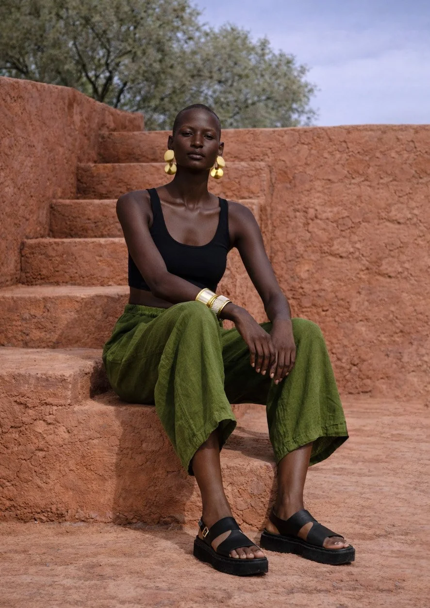 Arched Dropped Trousers Olive.jpg