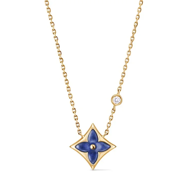 COLOR BLOSSOM PENDANT IN YELLOW GOLD, SODALITE AND DIAMOND. LOUIS VUITTON JEWELRY .jpg
