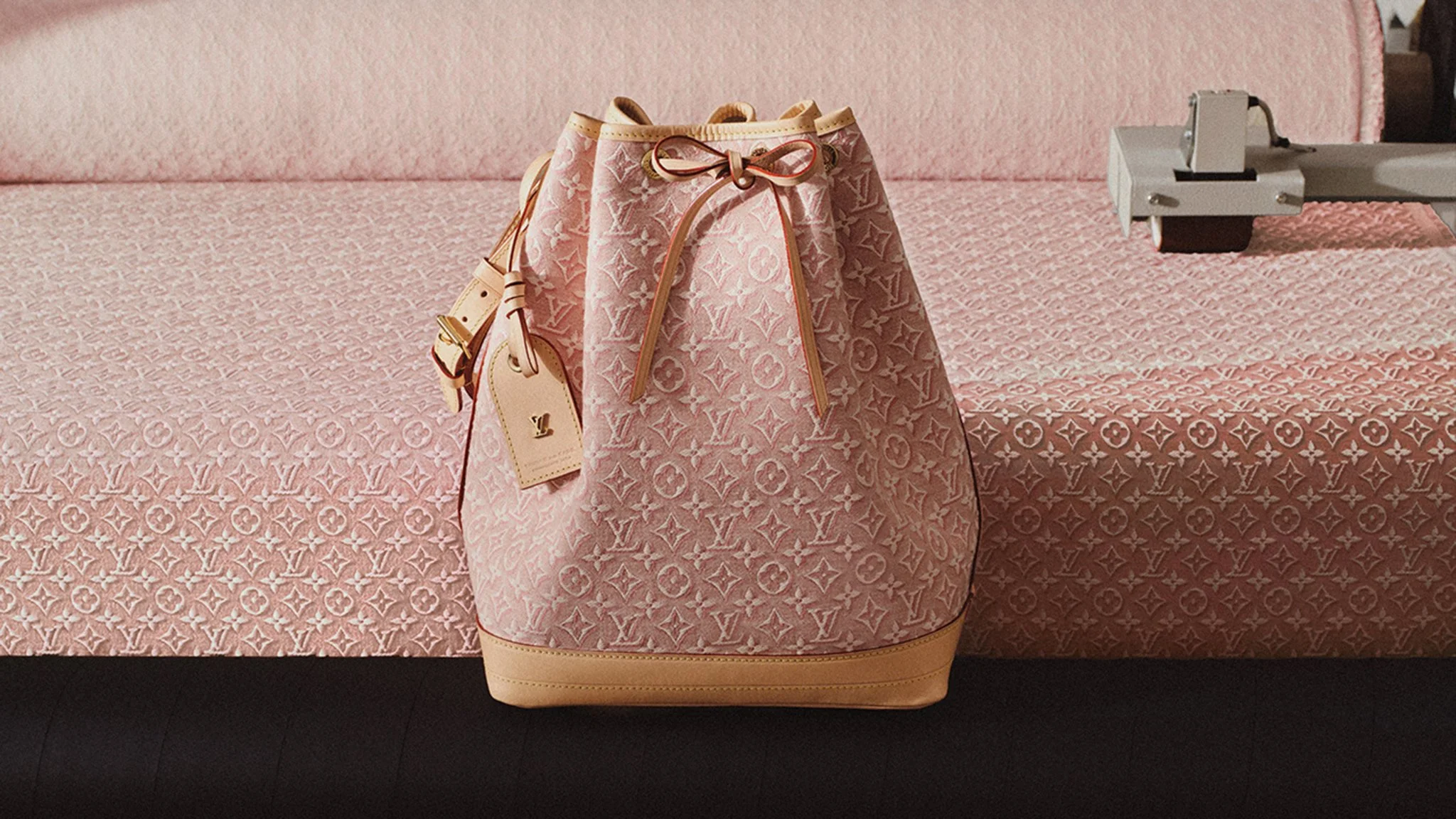 Noe Monogram Embleme Rose Ruban on jacquard yardage.jpg