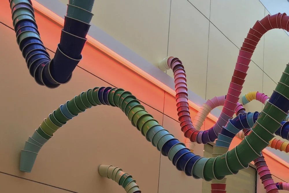  Commissioned by Knoxville’s East TN Children’s Hospital in 2016 this version of spectrum wind is on permanent display in a skylight chamber room visible on the top floor of the hospital. The LED lights shift through the color spectrum mimicking the 