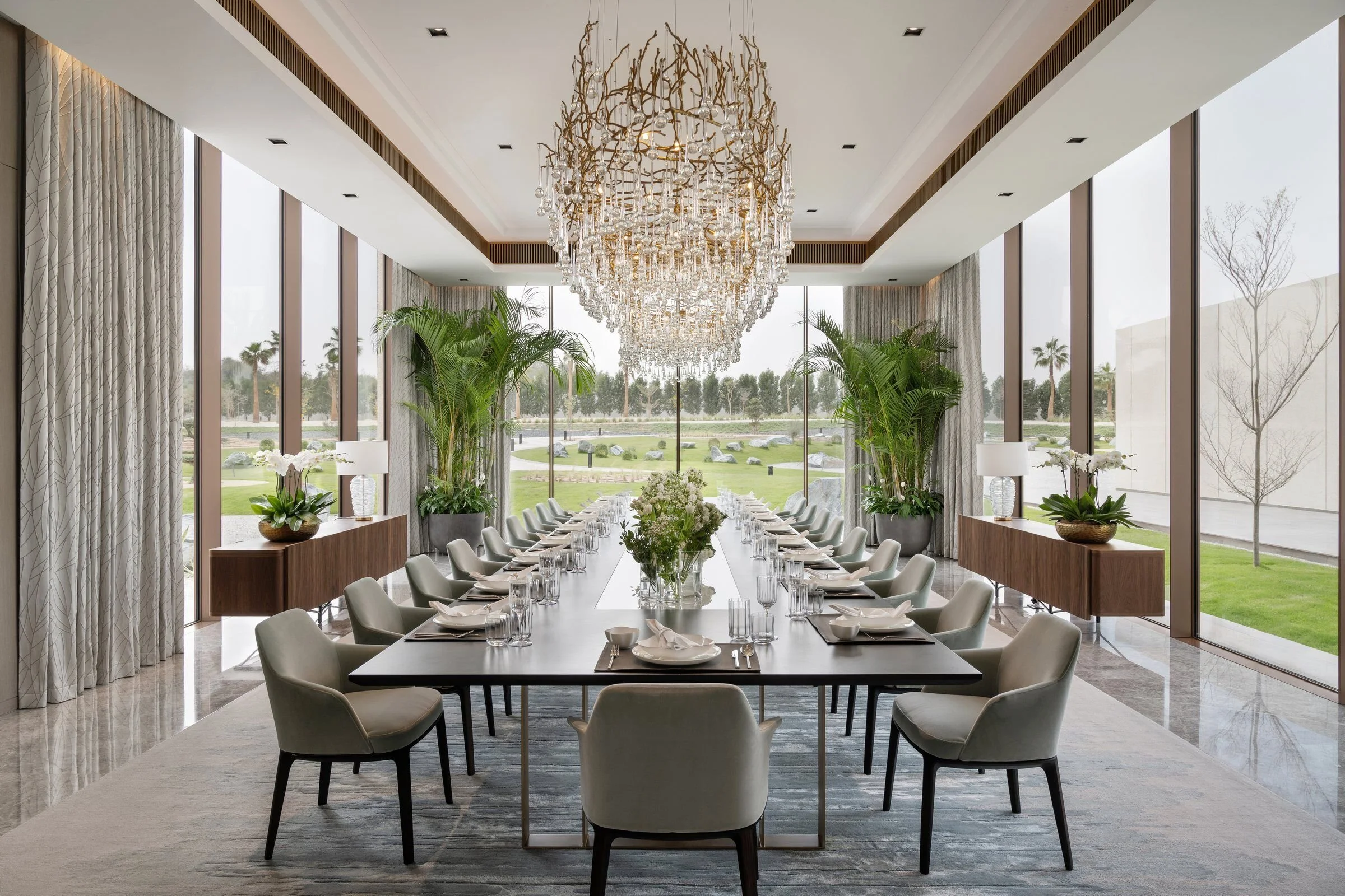  Contemporary sophisticated interior dining room muted colours Saudi Arabia and UAE 