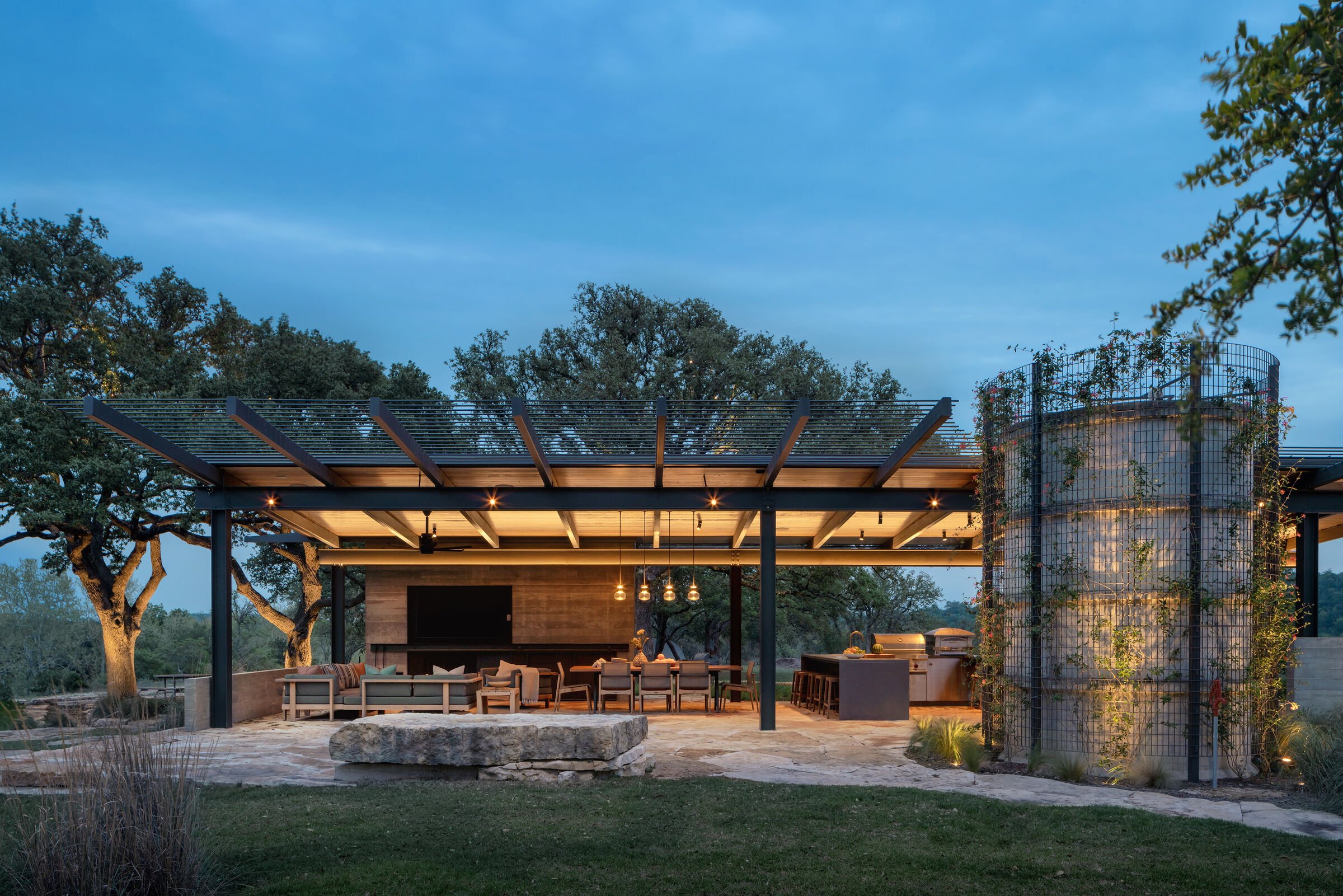  Contemporary sophisticated minimalist residential house façade with natural stone and wood 