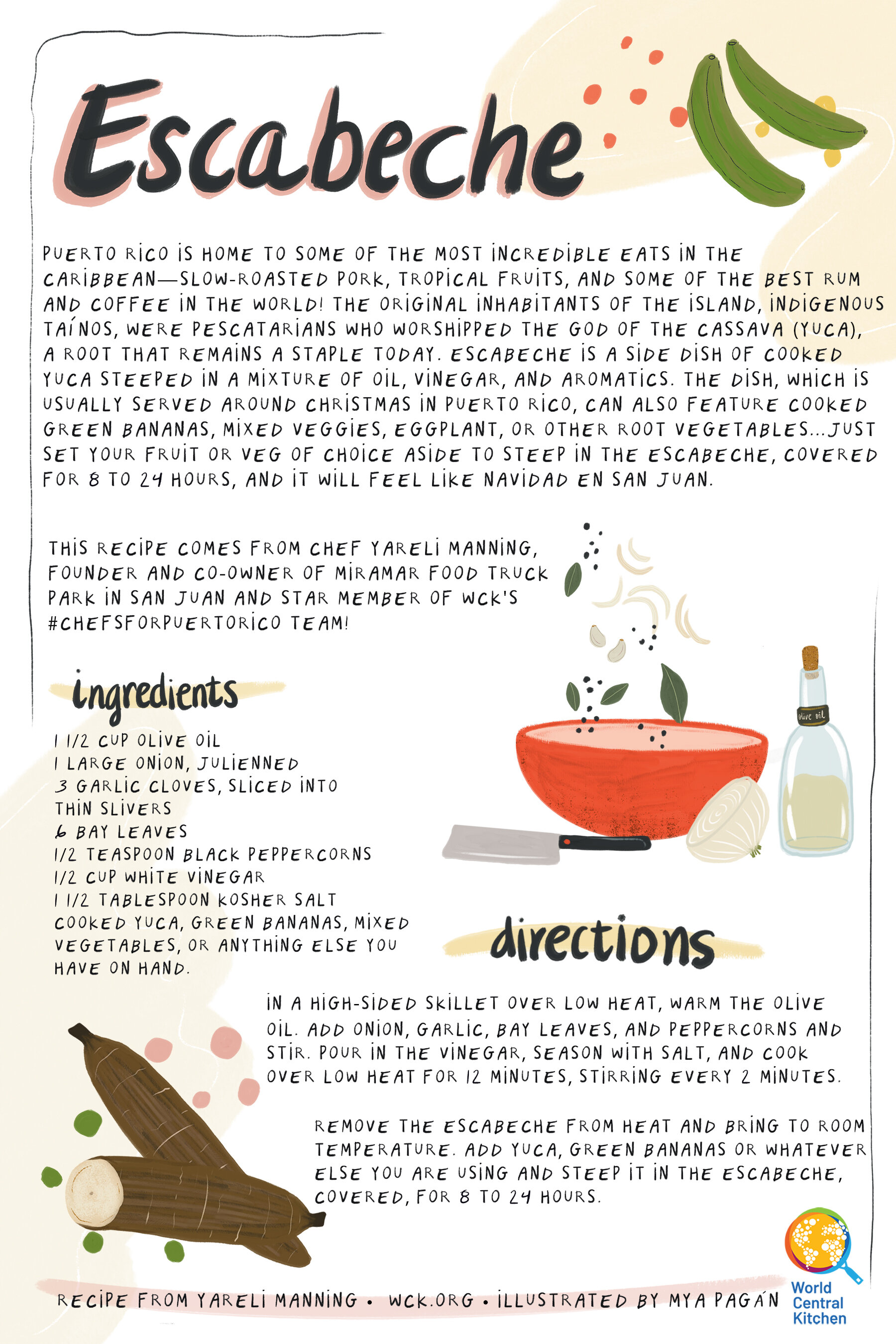 Illustrated recipe for World Central Kitchen. 