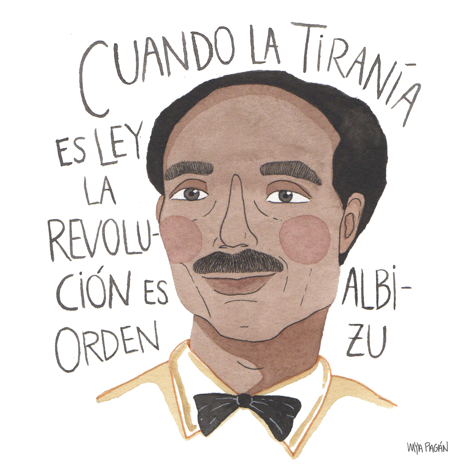 Commissioned watercolor portrait of Albizu Campos 