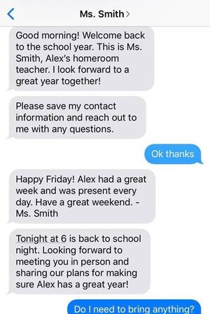Sample conversation between a teacher and parent. (Credit: The Lab @ DC)