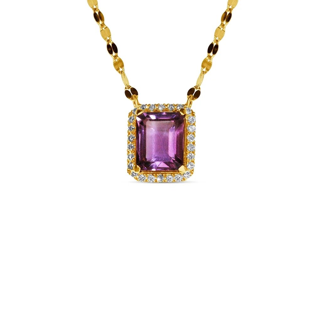 Seint Jewellery - Amethyst and Diamond Halo Pendant with Gold Chain £750.jpeg