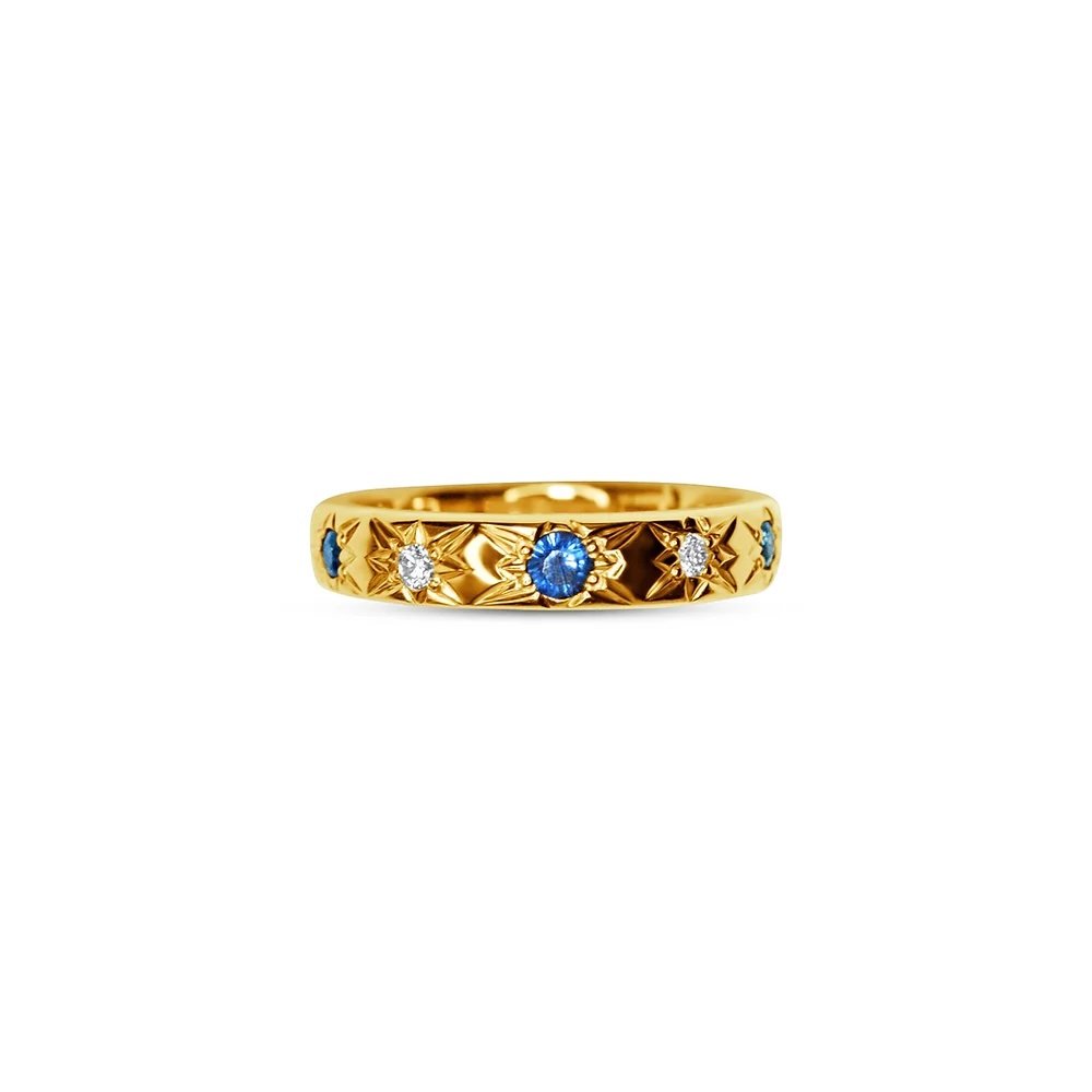 Seint Jewellery - Vintage Style Star Set Sapphire and Diamond Band Ring £580.jpeg